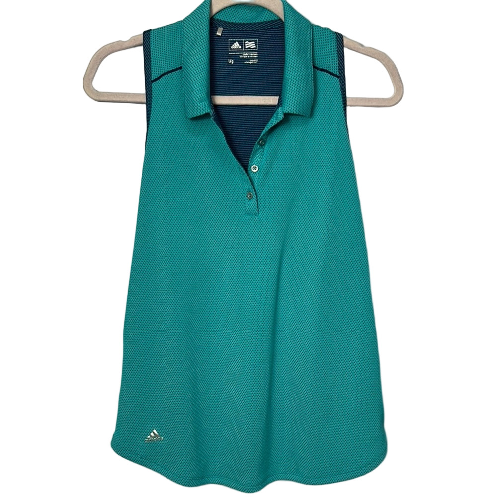 Adidas Teal Navy Sleeveless Polo Tank Top